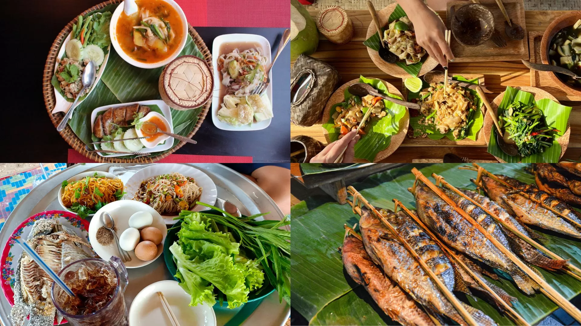 Vue aérienne de la cuisine laotienne authentique
