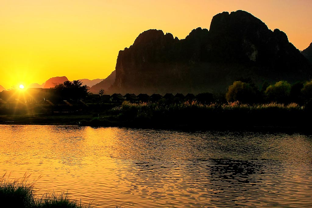 Sunset over Nam Song river