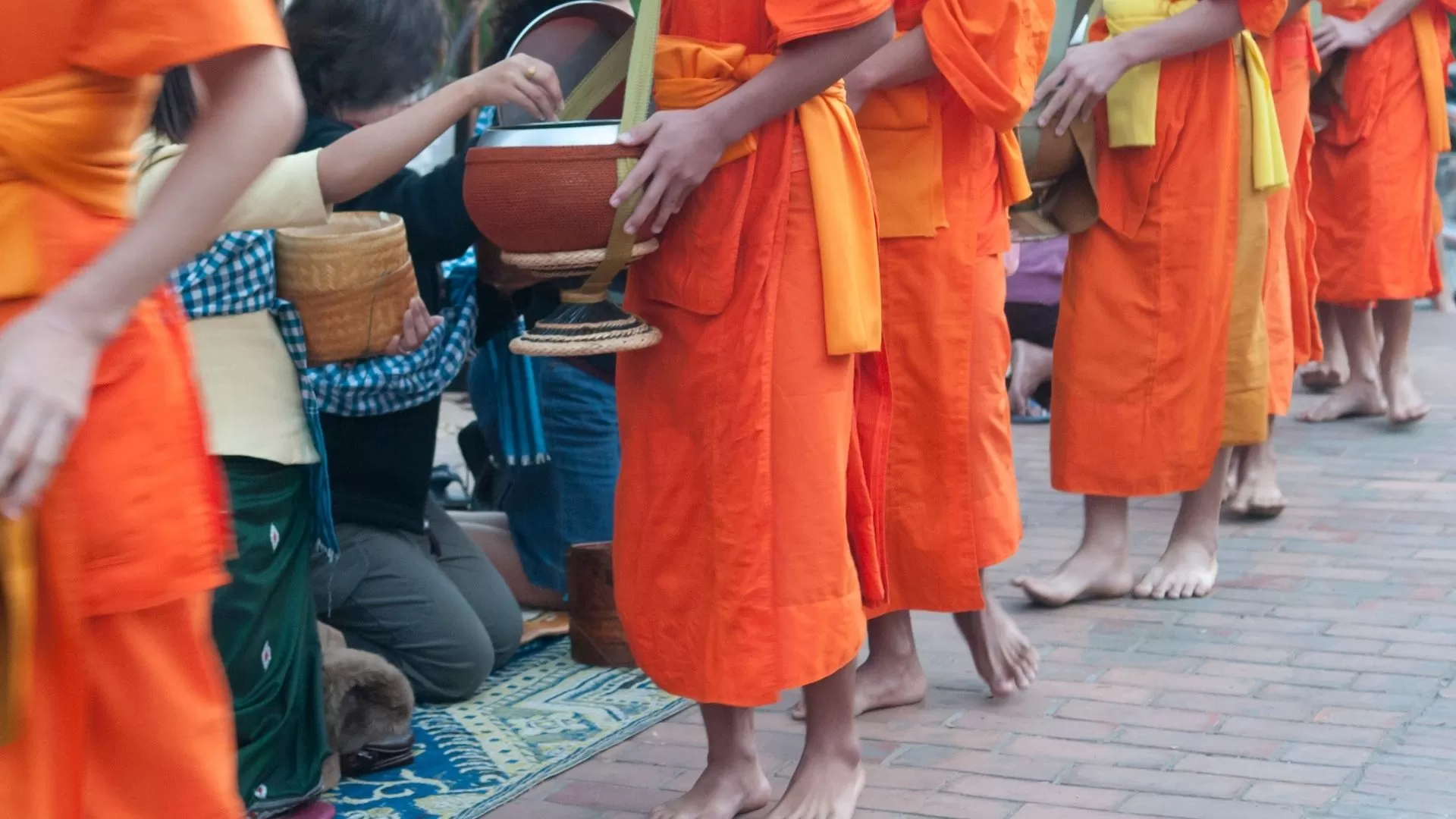 Early morning alms-giving in Luang Prabang