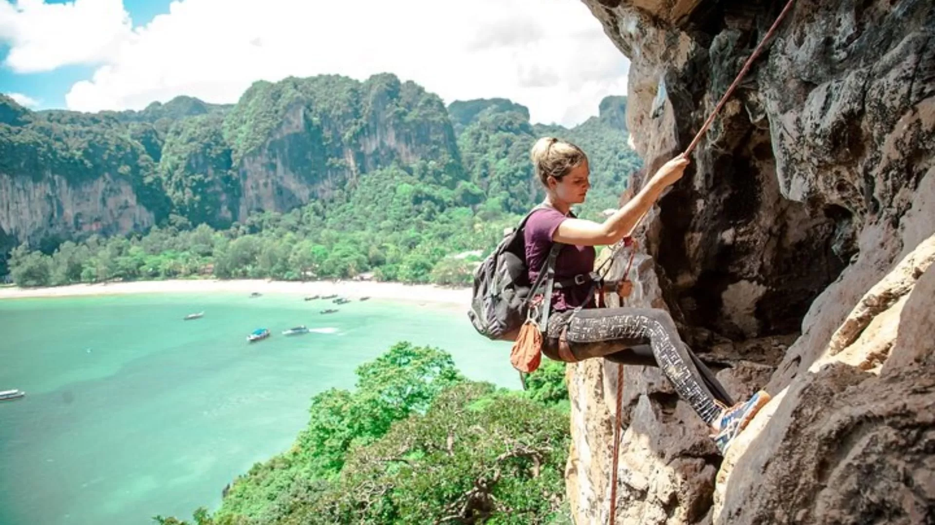 Rock climbing at Railway beach