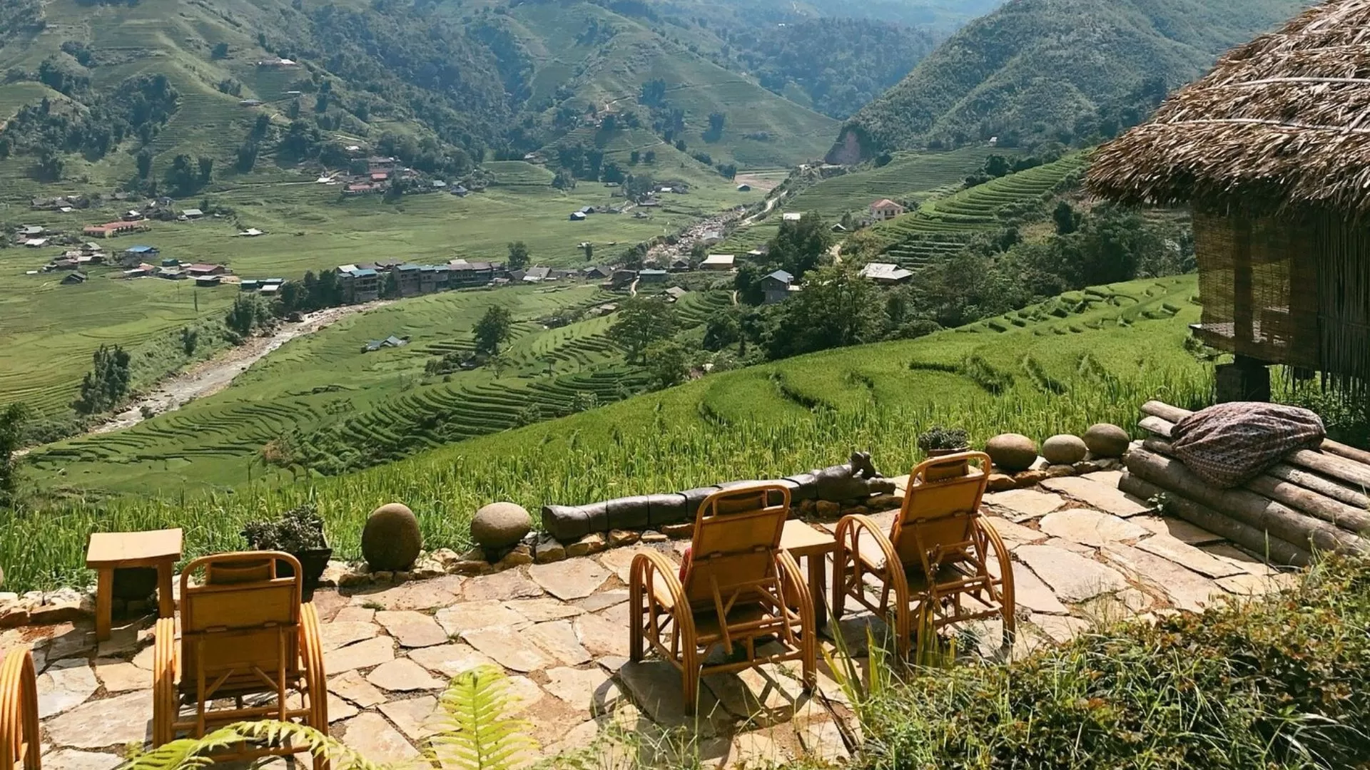 Café Sapa avec vue sur rizières