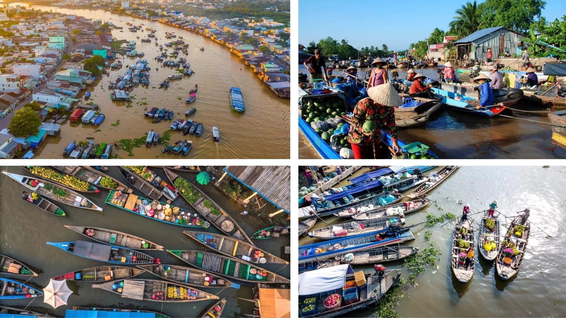 Some floating markets in Mekong Delta