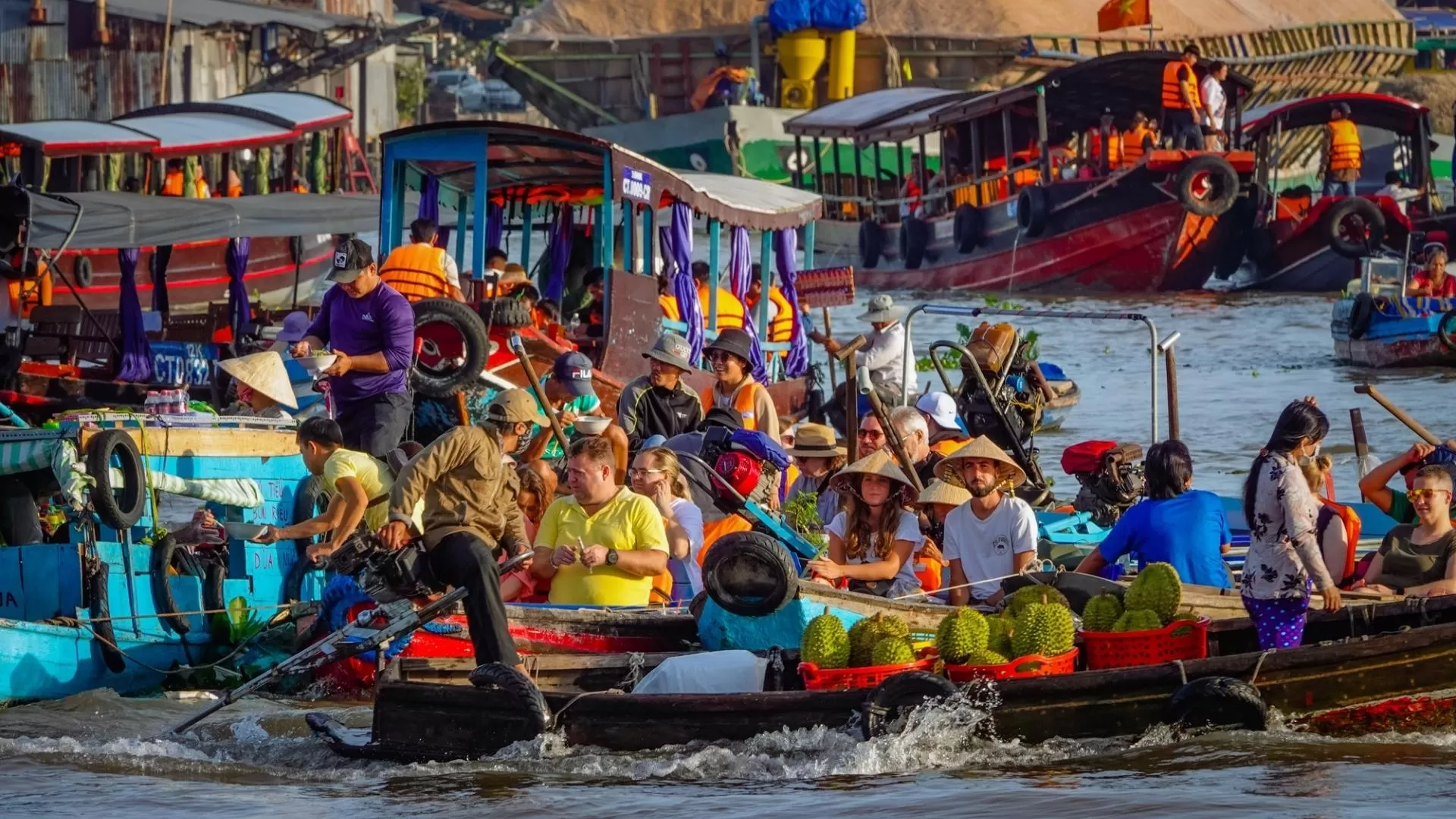 Enjoy authentic experiences in floating market of Mekong
